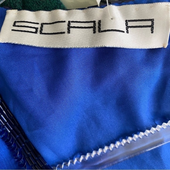 Scala Vintage Silk & Sequin Royal/Cobalt Blue Sleeveless Cocktail Dress Size 2X - Picture 16 of 16